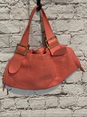Mulberry Coral-Pink Leather Hobo with Brass Buckles